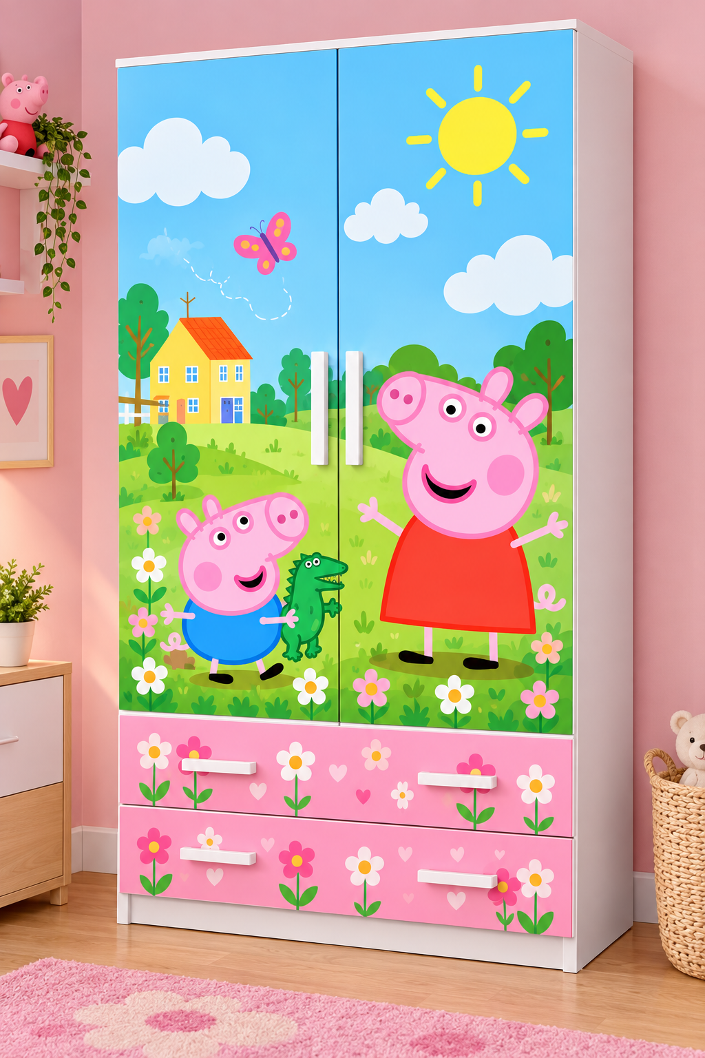 Cameretta Peppa Pig – Letto Singolo, Armadio e Comodino