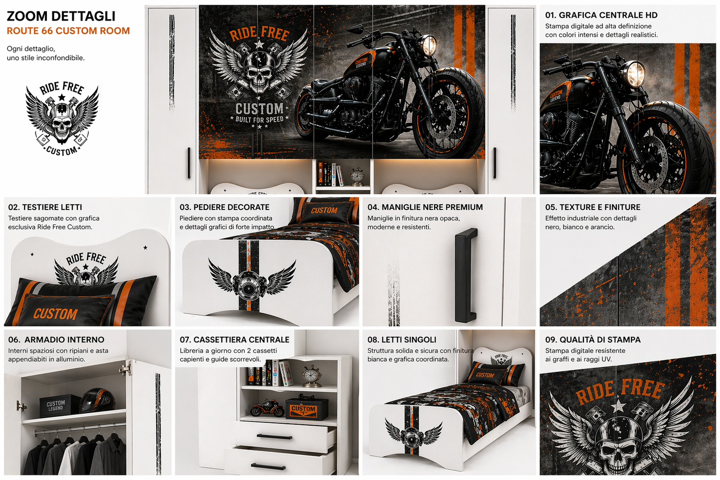 🏍️ Route 66 Custom Room – Cameretta Ponte Moto