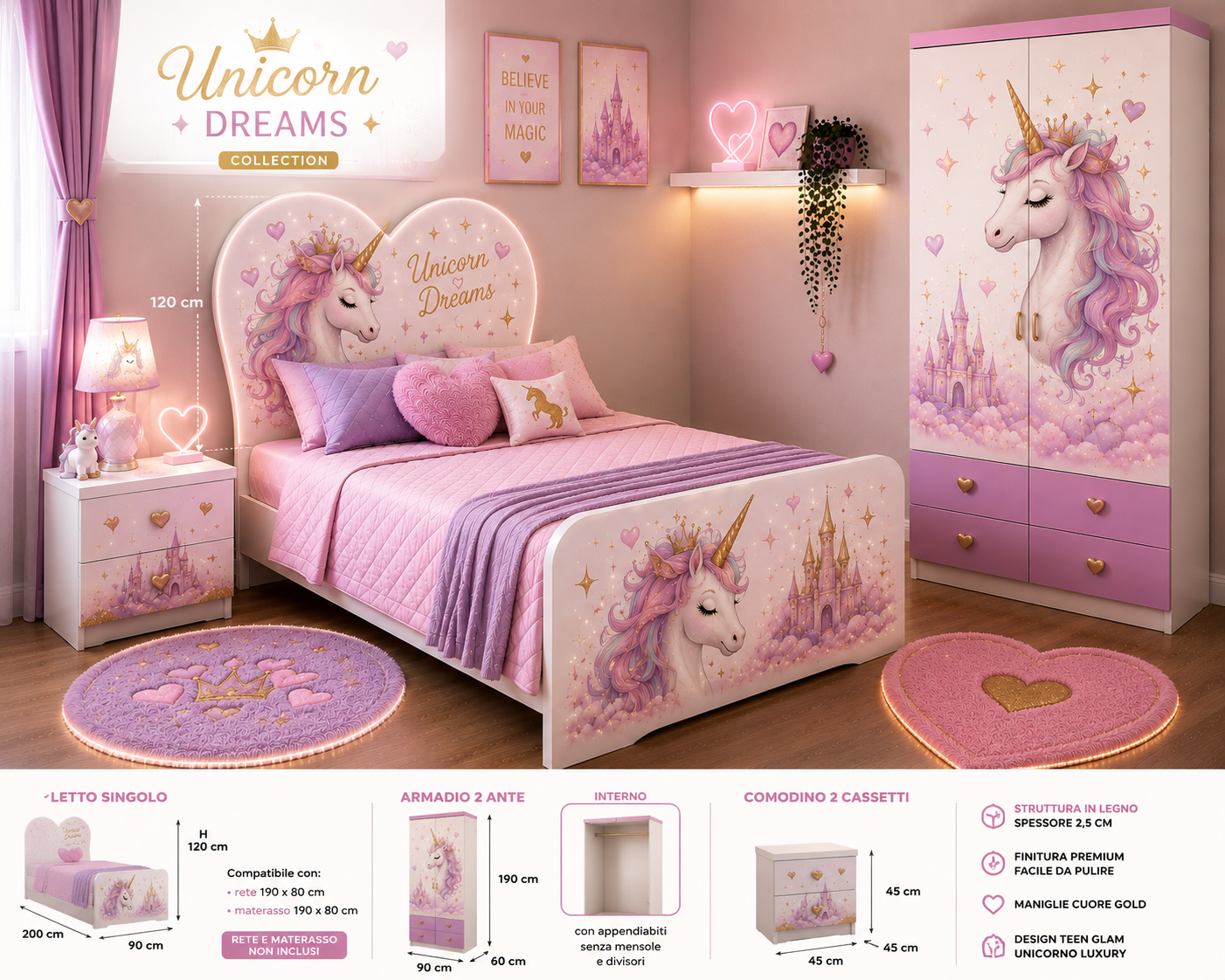 Cameretta Unicorn Dreams Luxury