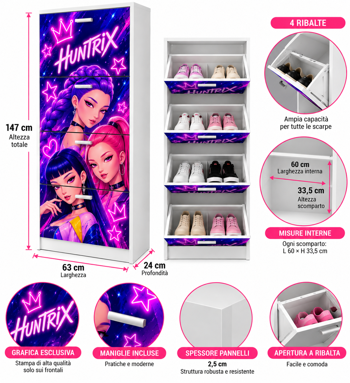 Scarpiera Huntrix K-Pop – 4 Ribalte