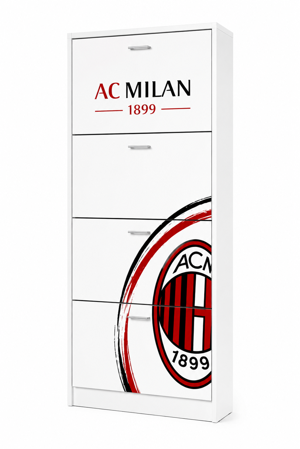 Scarpiera AC Milan 4 Ribalte Bianca – Mobile Salvaspazio Design Calcio Moderno