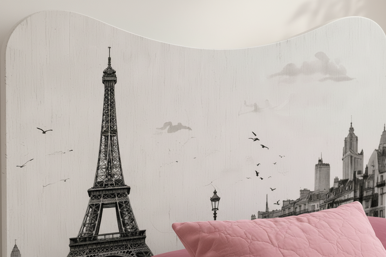 Letto Singolo Paris Romance – Letto Design Parigi Rosa Cipria Stile Shabby Chic Moderno