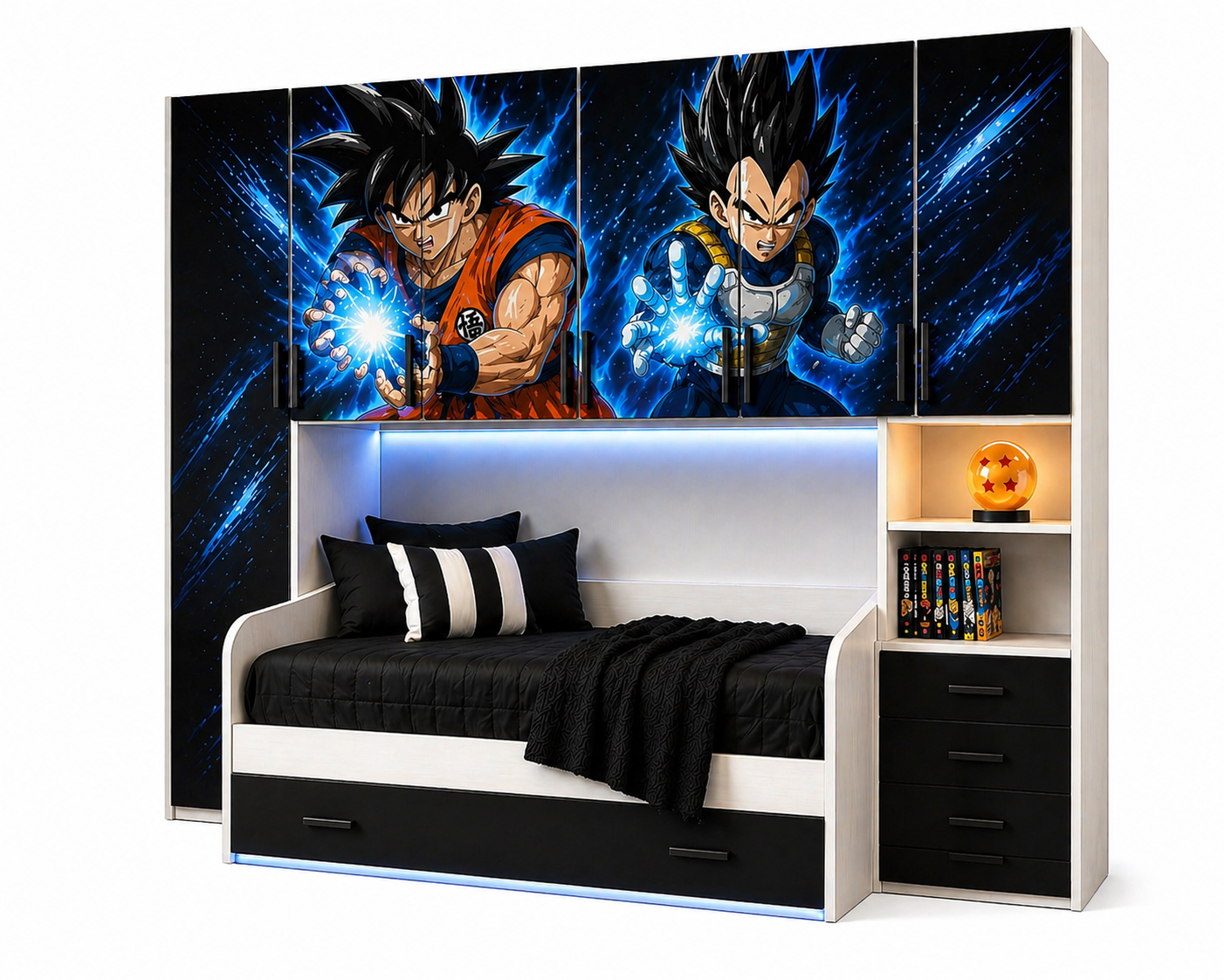 Cameretta Ponte Dragon Force – Cameretta Anime Gaming con Letto e Armadio XXL