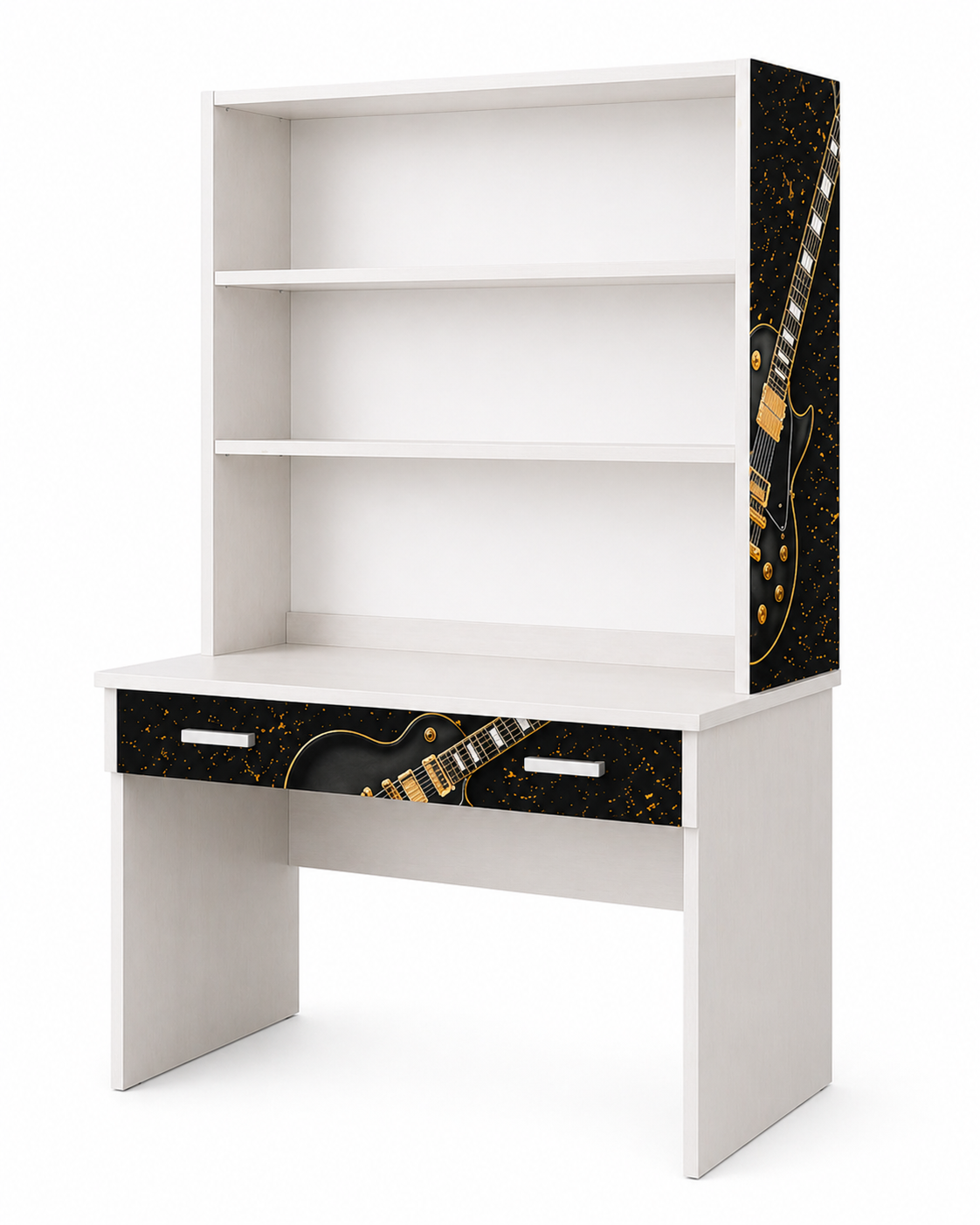 Rock Legend Room – Scrivania con Libreria Tema Chitarra Black & Gold per Cameretta Ragazzi