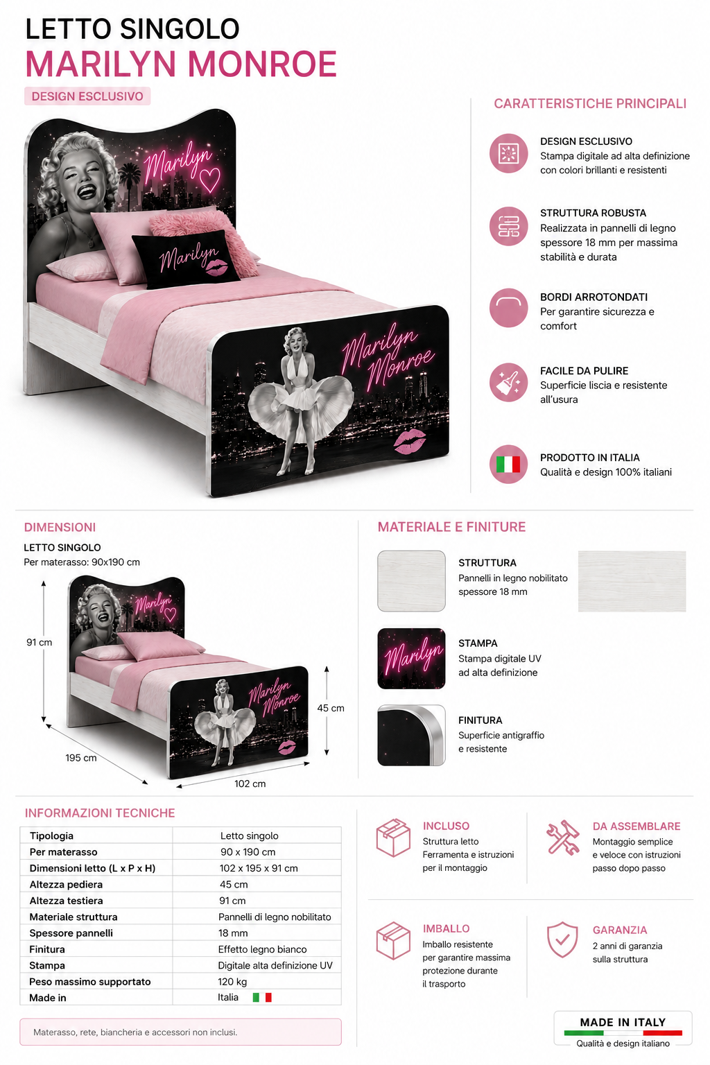 Letto merylin monroe