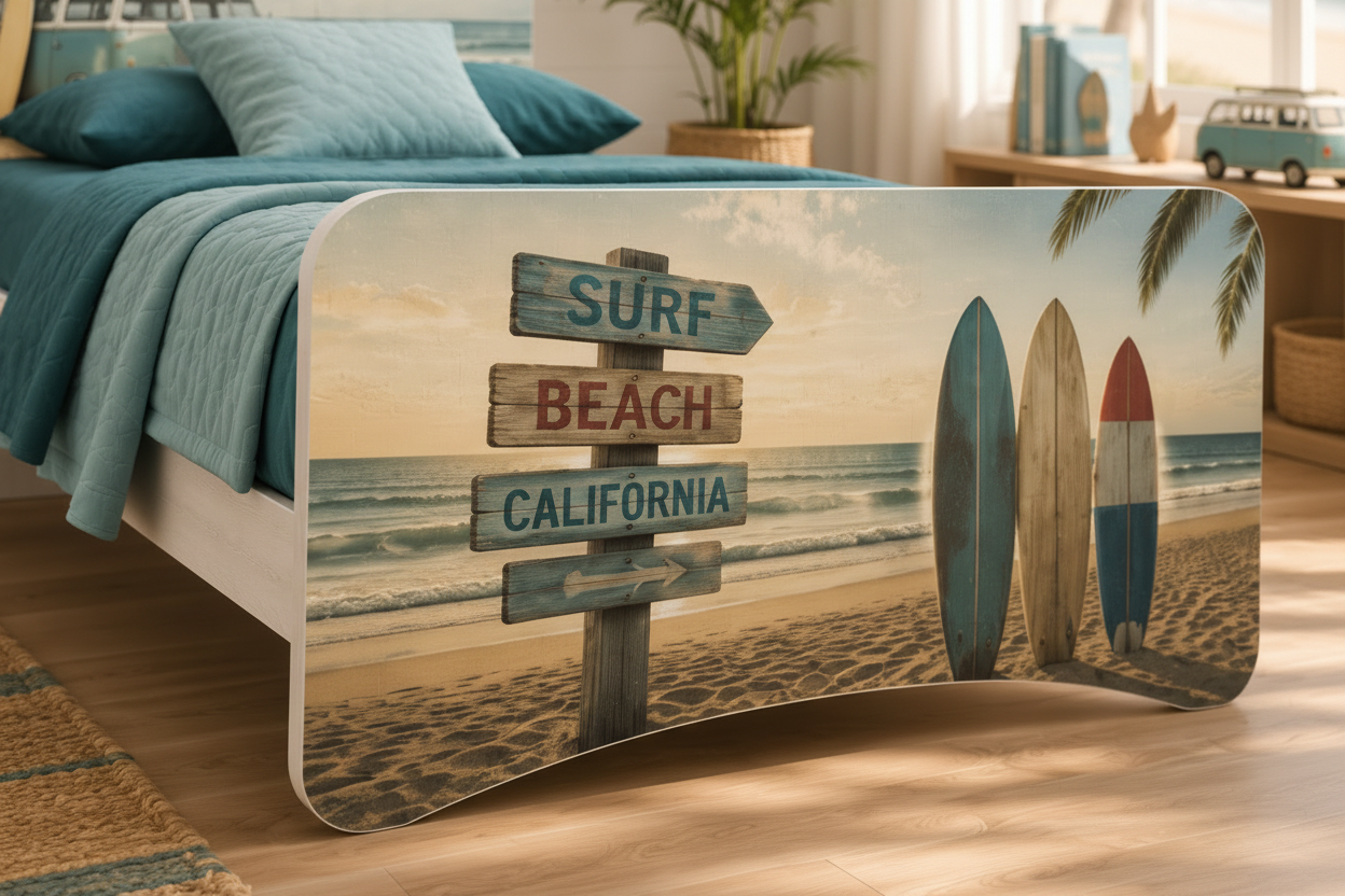 Letto Singolo California Surf – Letto Design Tema Mare e Spiaggia Stile Beach House