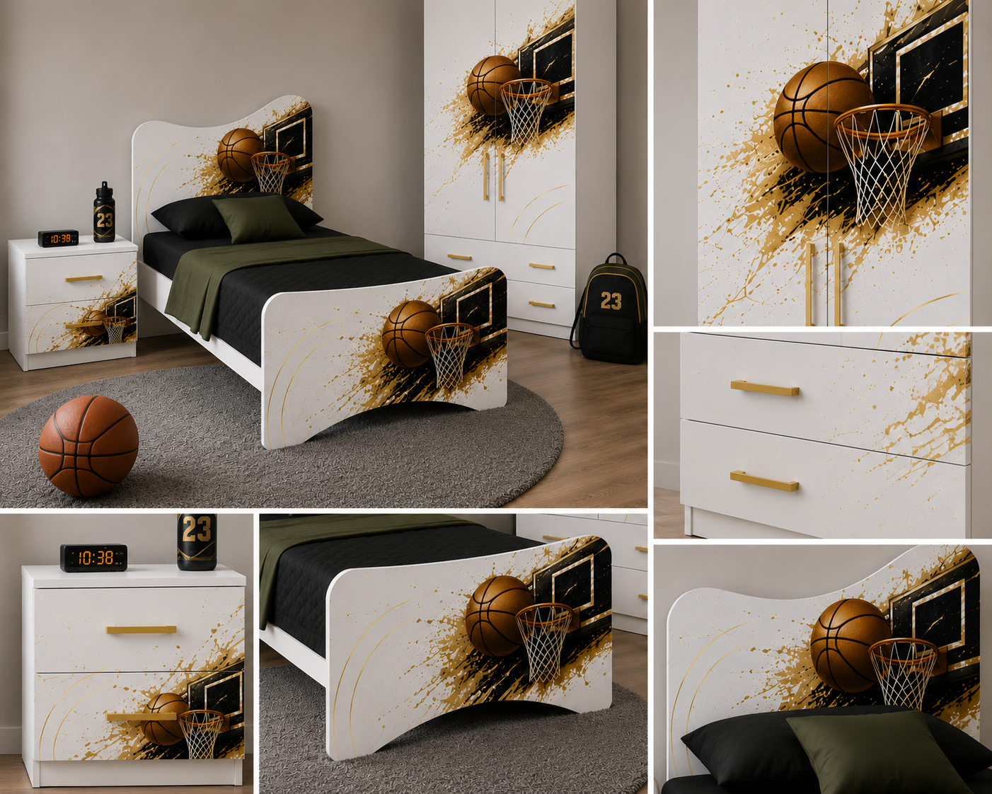 Cameretta Basket Gold Teen – Stile Sportivo Premium