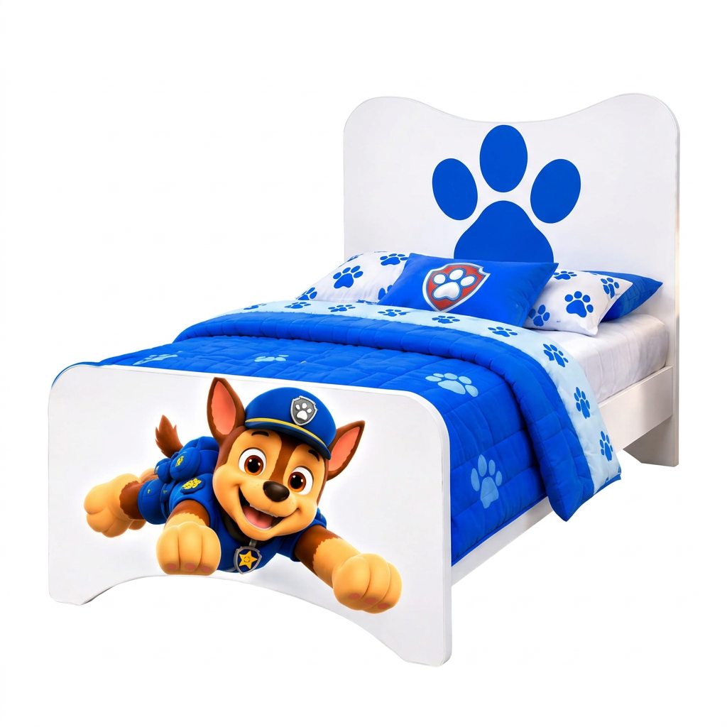 Letto Singolo Paw Patrol Chase Bianco – Letto Cameretta Bambino 80x190 cm