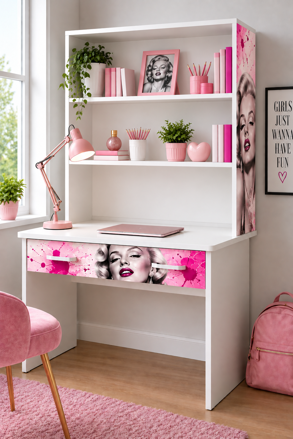 Scrivania Marilyn Glam con Libreria – 90 cm