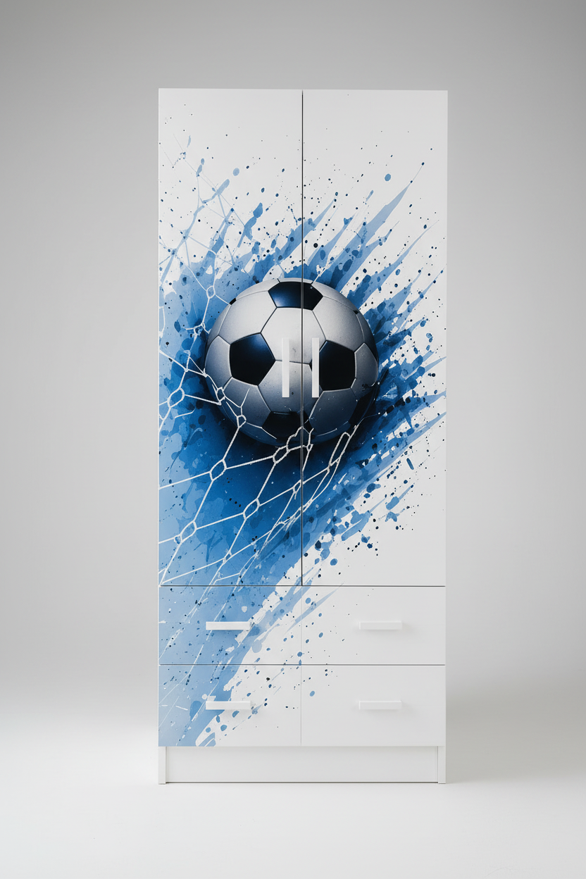 Cameretta Calcio Moderna – Letto, Comodino e Armadio Coordinati