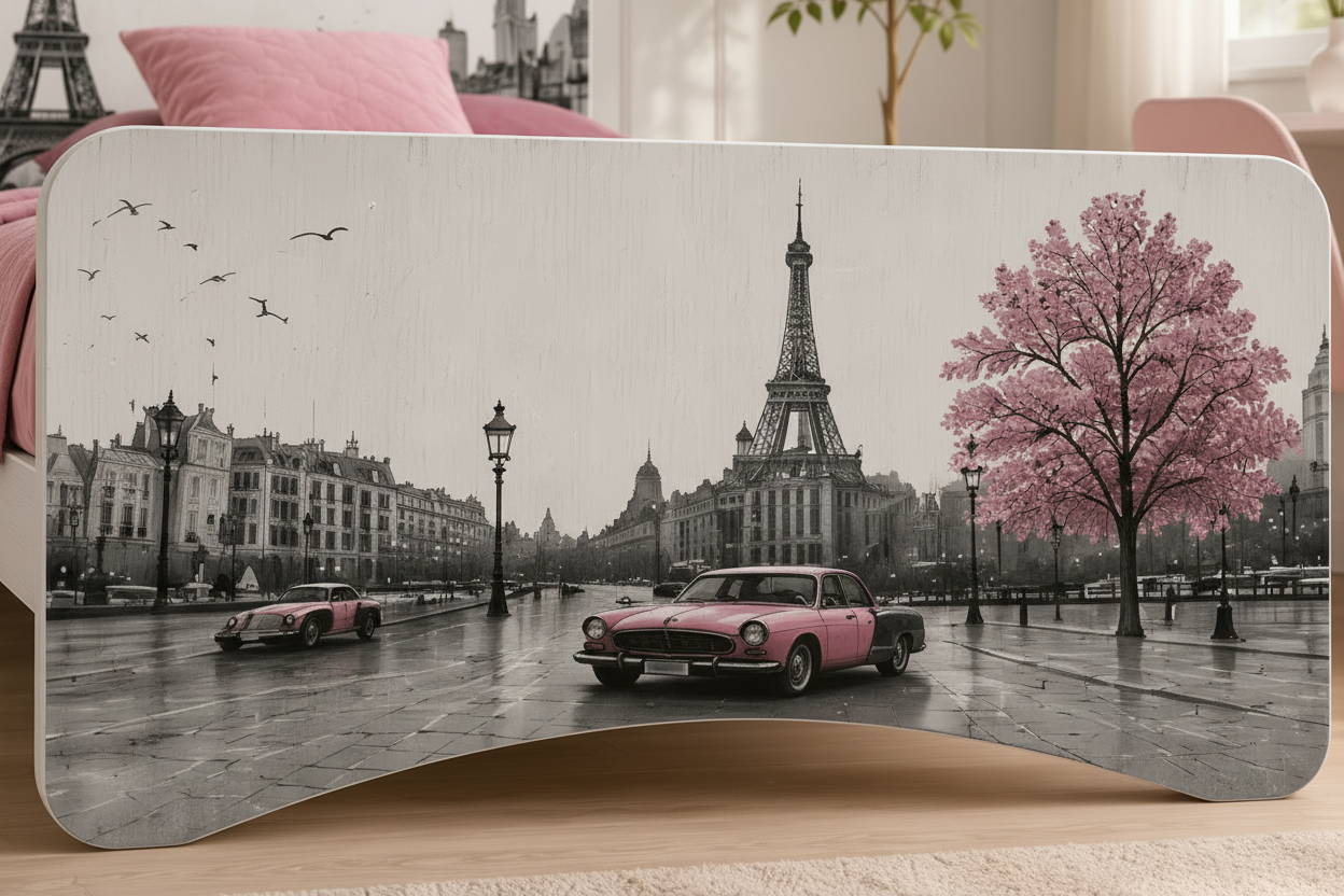 Letto Singolo Paris Romance – Letto Design Parigi Rosa Cipria Stile Shabby Chic Moderno