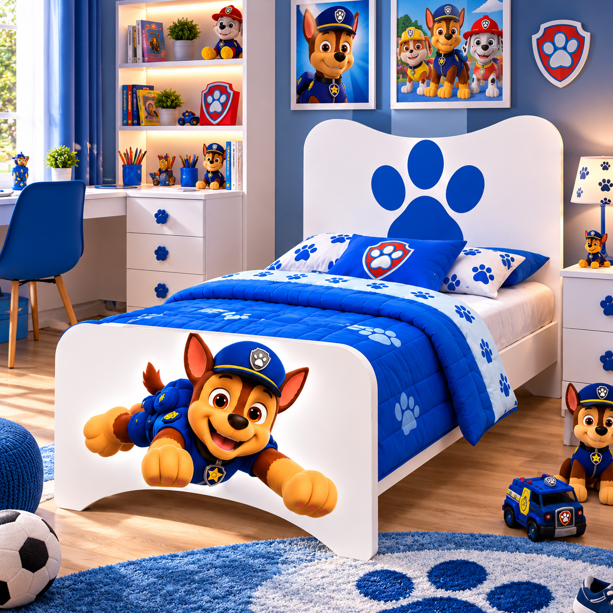 Letto Singolo Paw Patrol Chase Bianco – Letto Cameretta Bambino 80x190 cm