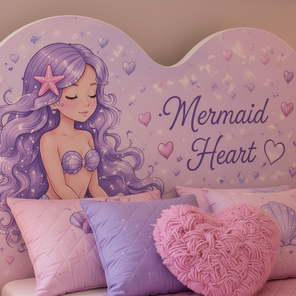 Cameretta Mermaid Heart Dream – Set Camera Completa Sirenetta Rosa Lilla con Letto Cuore