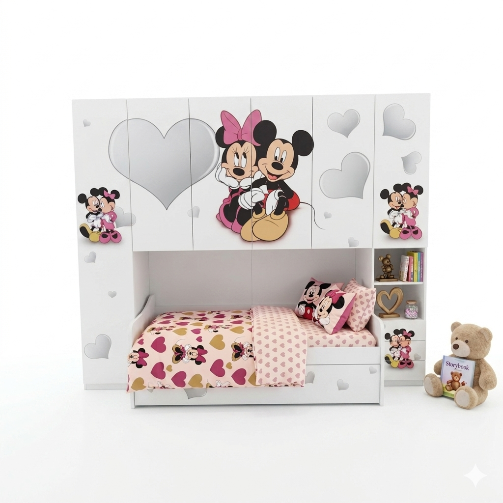 Cameretta a ponte Minnie Topolino bianco