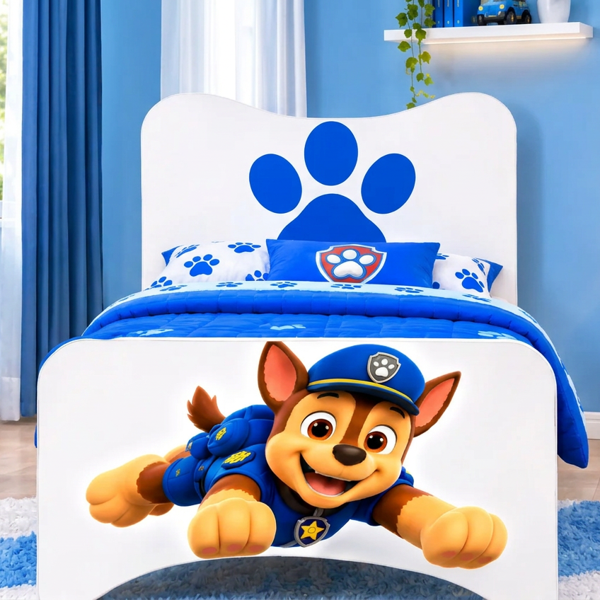 Letto Singolo Paw Patrol Chase Bianco – Letto Cameretta Bambino 80x190 cm