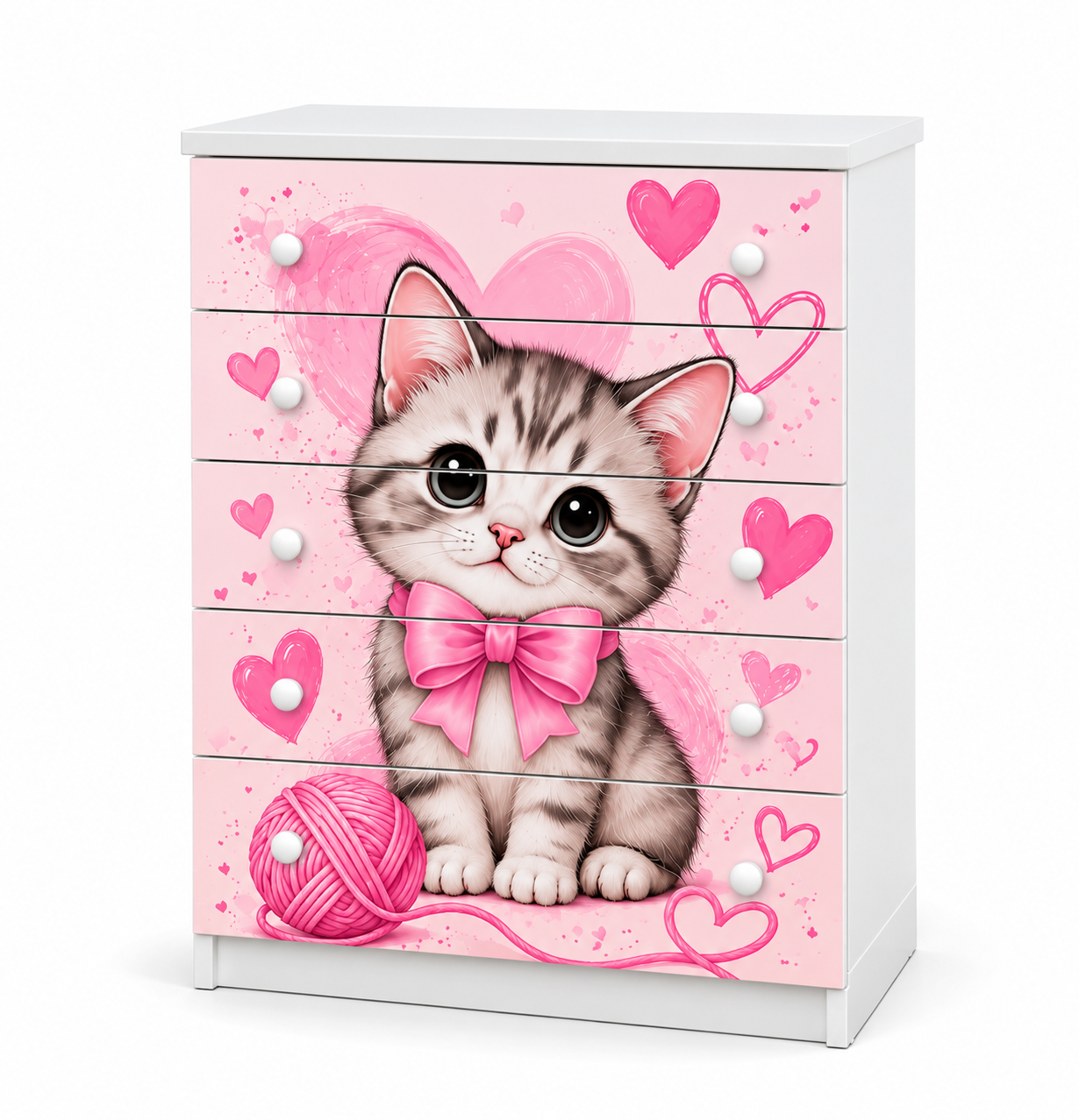 Cassettiera 5 Cassetti Gattino – Collezione Kitty Love