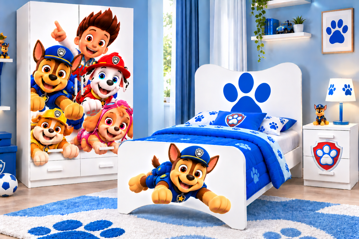 Letto Singolo Paw Patrol Chase Bianco – Letto Cameretta Bambino 80x190 cm
