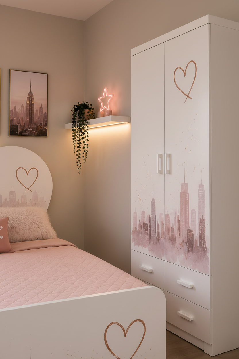 Urban Glow Collection – Cameretta Skyline Pink Aesthetic
