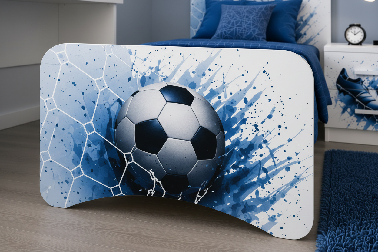 Cameretta Calcio Moderna – Letto, Comodino e Armadio Coordinati