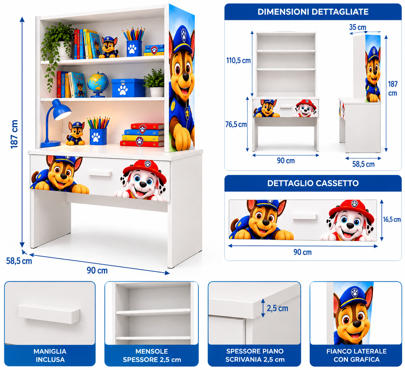 Paw Patrol, Scrivania con Libreria
