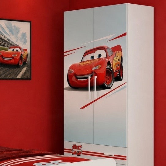 Cameretta Cars Saetta McQueen – Letto Singolo, Armadio 2 Ante e Comodino