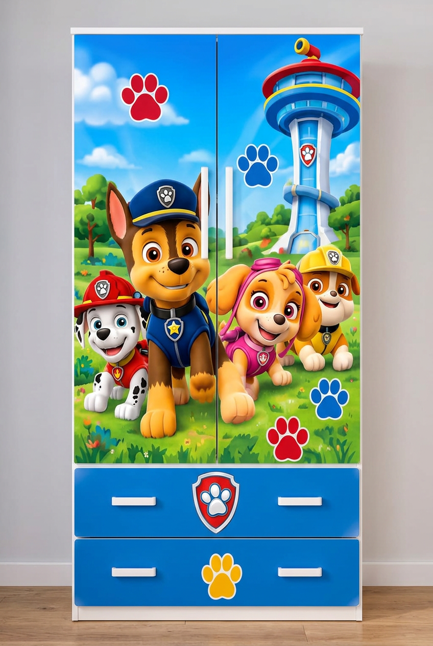 Cameretta Paw Patrol – Set Completo con Armadio, Letto Singolo e Comodino