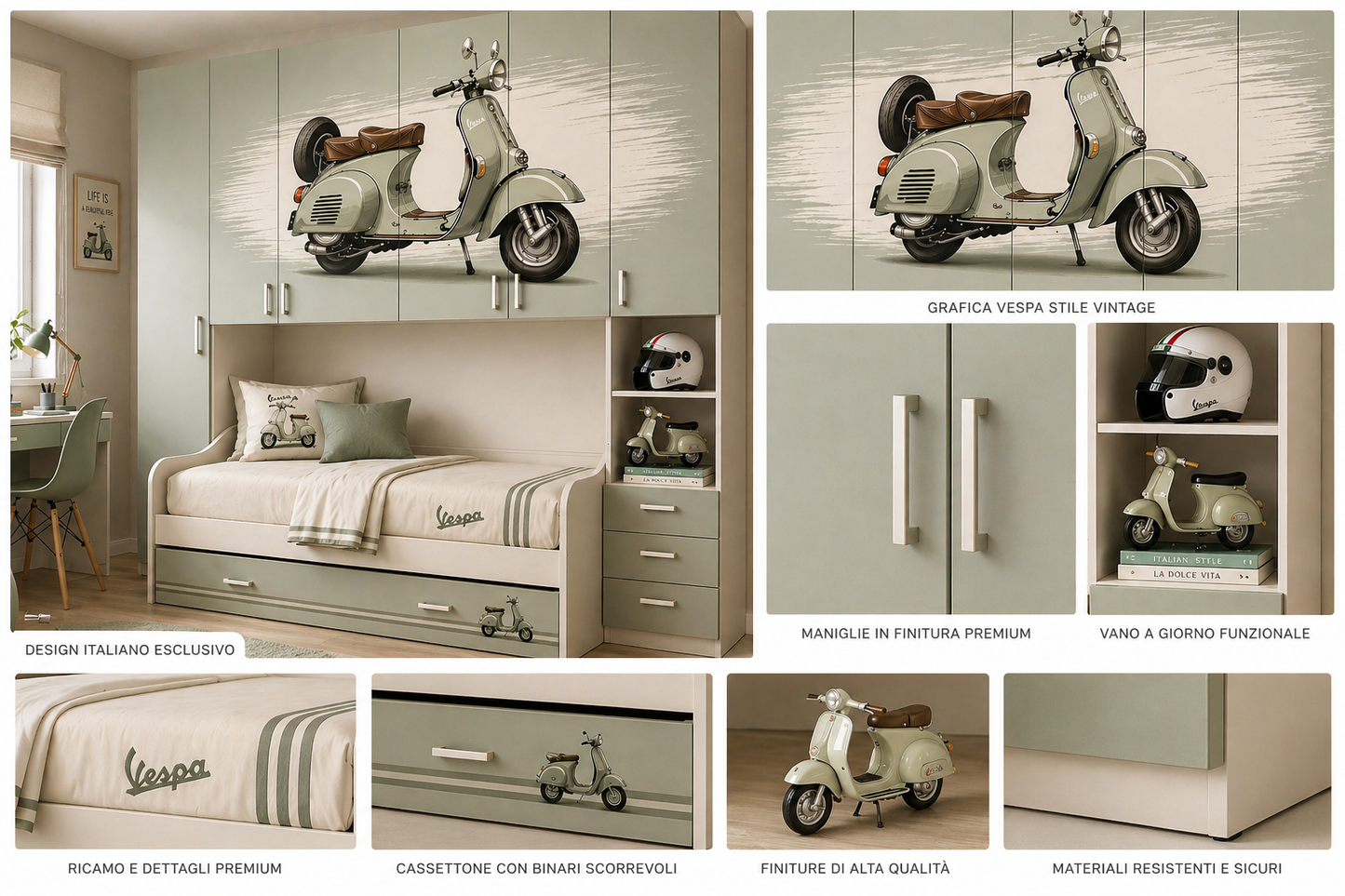 Vespa Heritage Room – Cameretta Ponte Stile Italiano Premium