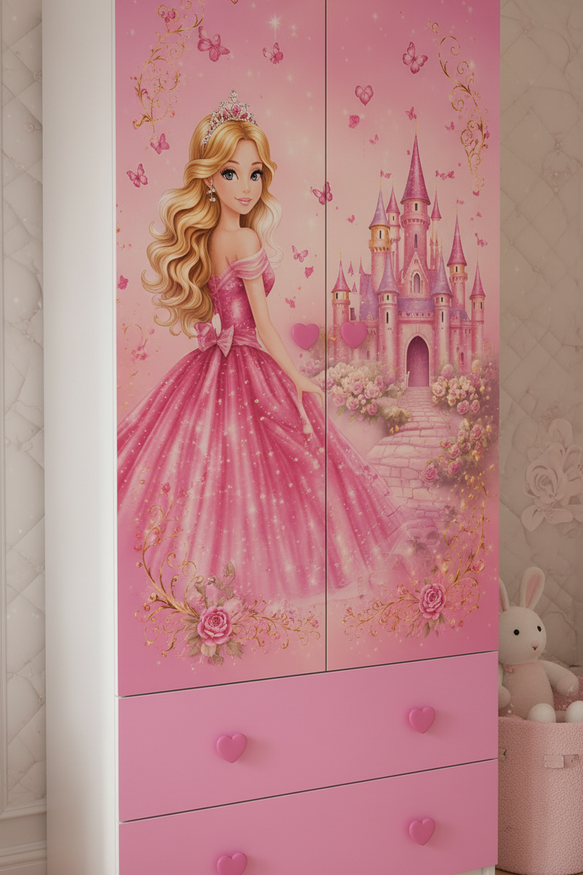 🛍️ Princess Dream 120 – Cameretta Completa Bambina con Letto a Cuore