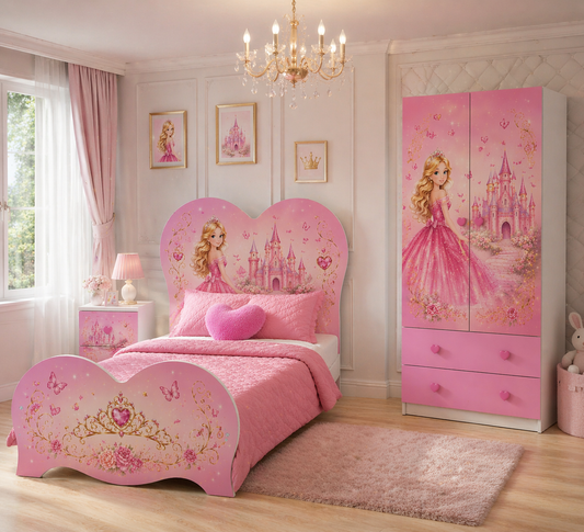 🛍️ Princess Dream 120 – Cameretta Completa Bambina con Letto a Cuore