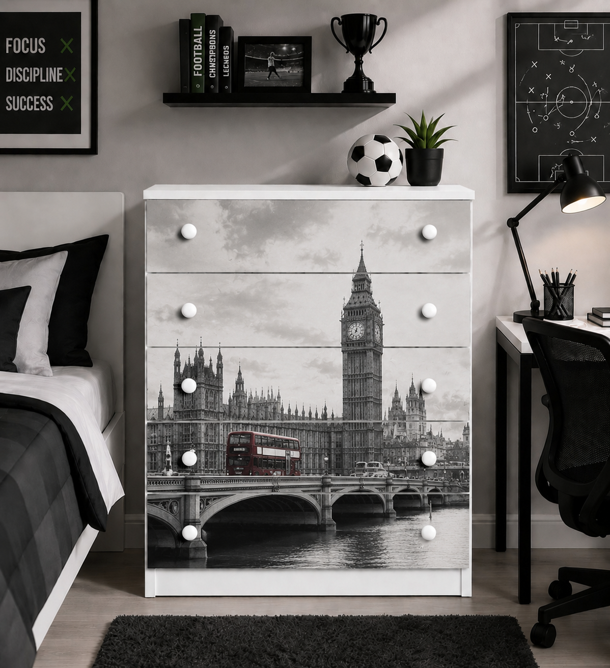 Cassettiera Londra Design – Stile Urban Modern per Camerette e Camere Moderne