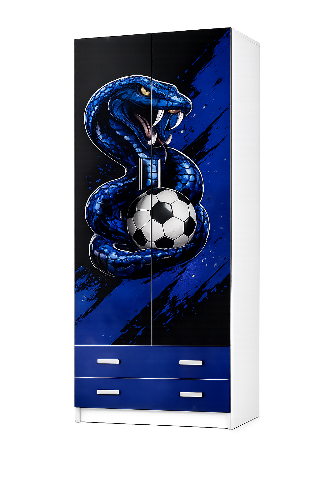 Armadio Nerazzurro Power Style – Design Ispirato al Calcio Milanese 2 Ante 2 Cassetti