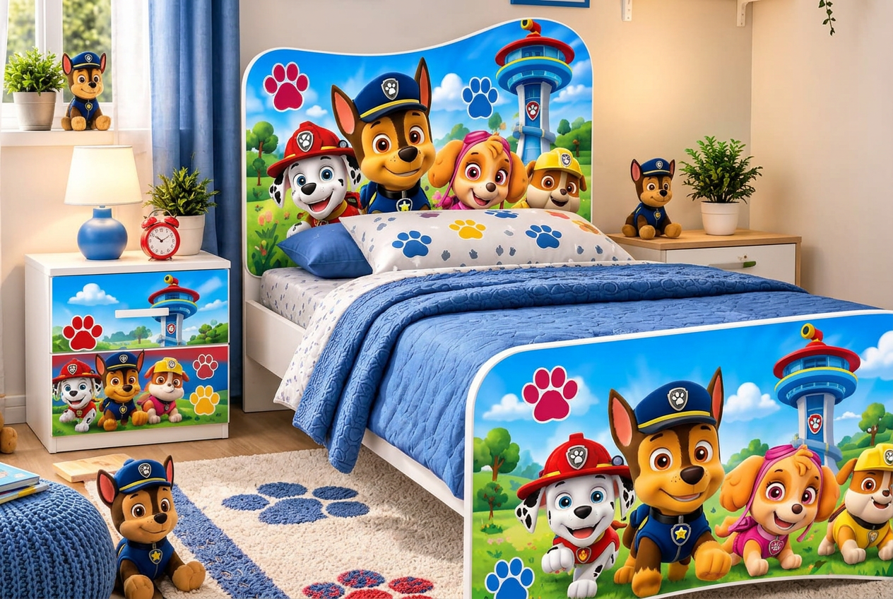 Cameretta Paw Patrol – Set Completo con Armadio, Letto Singolo e Comodino