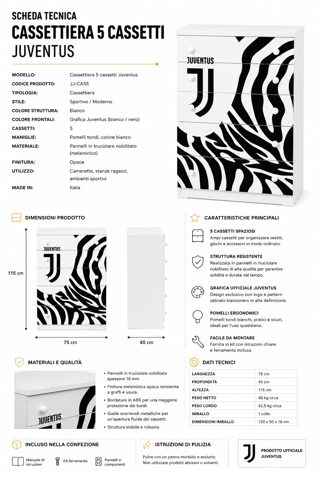Cassettiera Juventus
