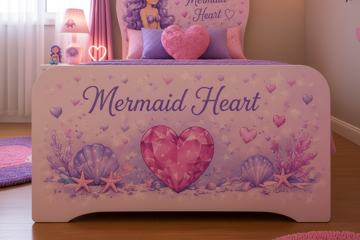 Cameretta Mermaid Heart Dream – Set Camera Completa Sirenetta Rosa Lilla con Letto Cuore