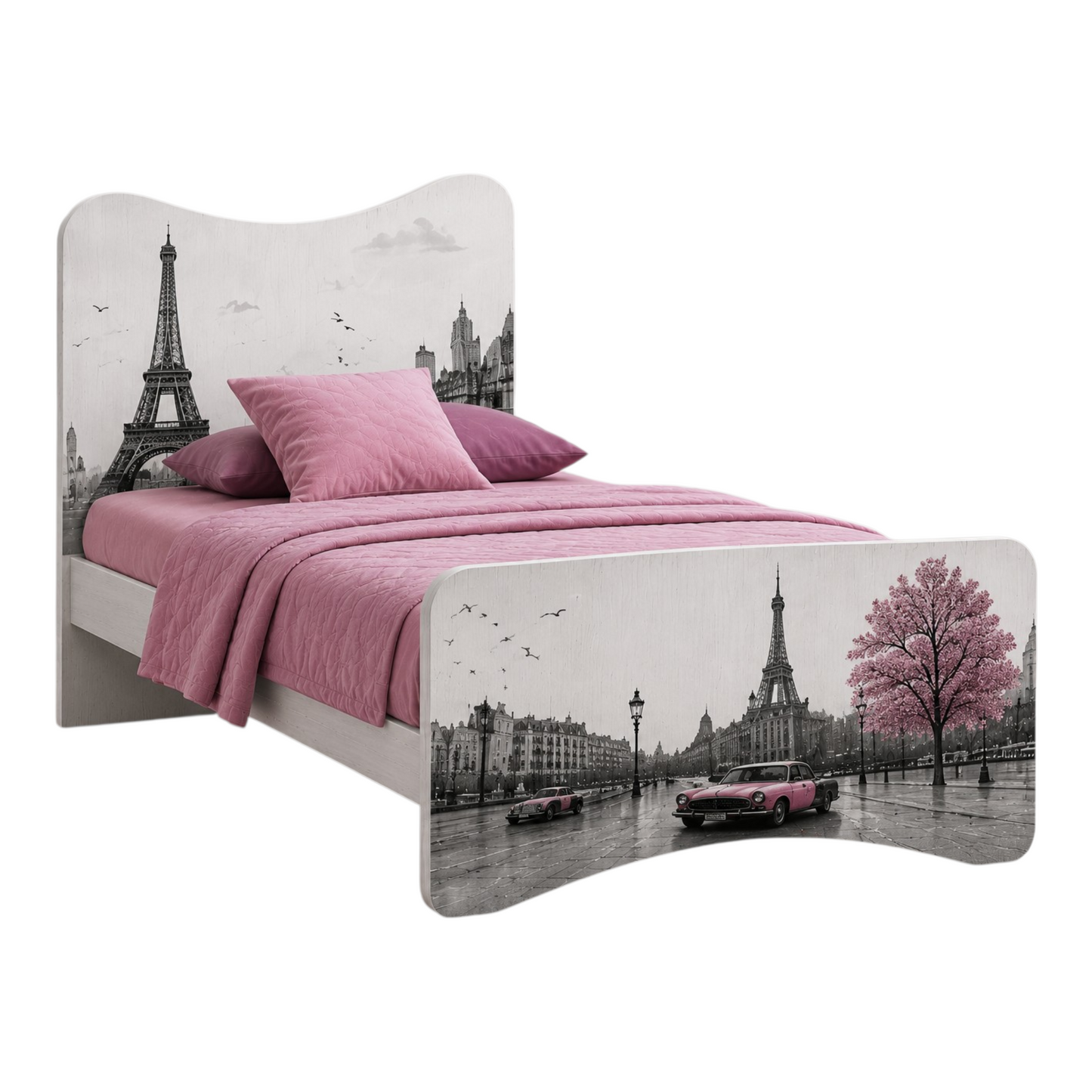 Letto Singolo Paris Romance – Letto Design Parigi Rosa Cipria Stile Shabby Chic Moderno