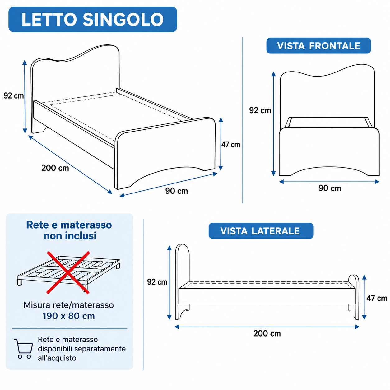 Letto Singolo Paw Patrol Chase Bianco – Letto Cameretta Bambino 80x190 cm