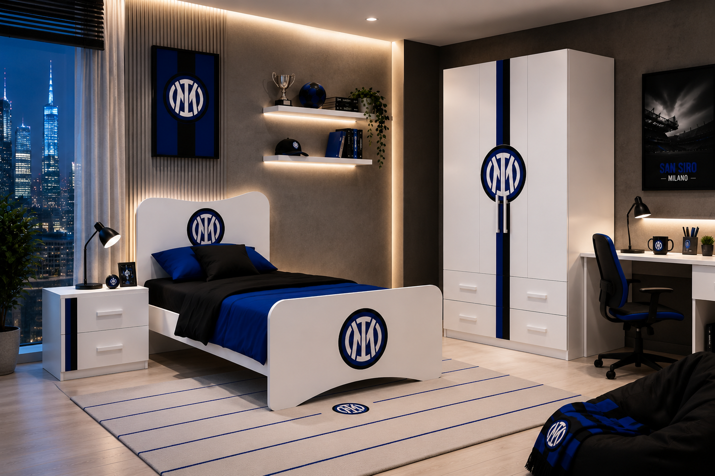 Cameretta Inter White Edition – Design Moderno Nerazzurro