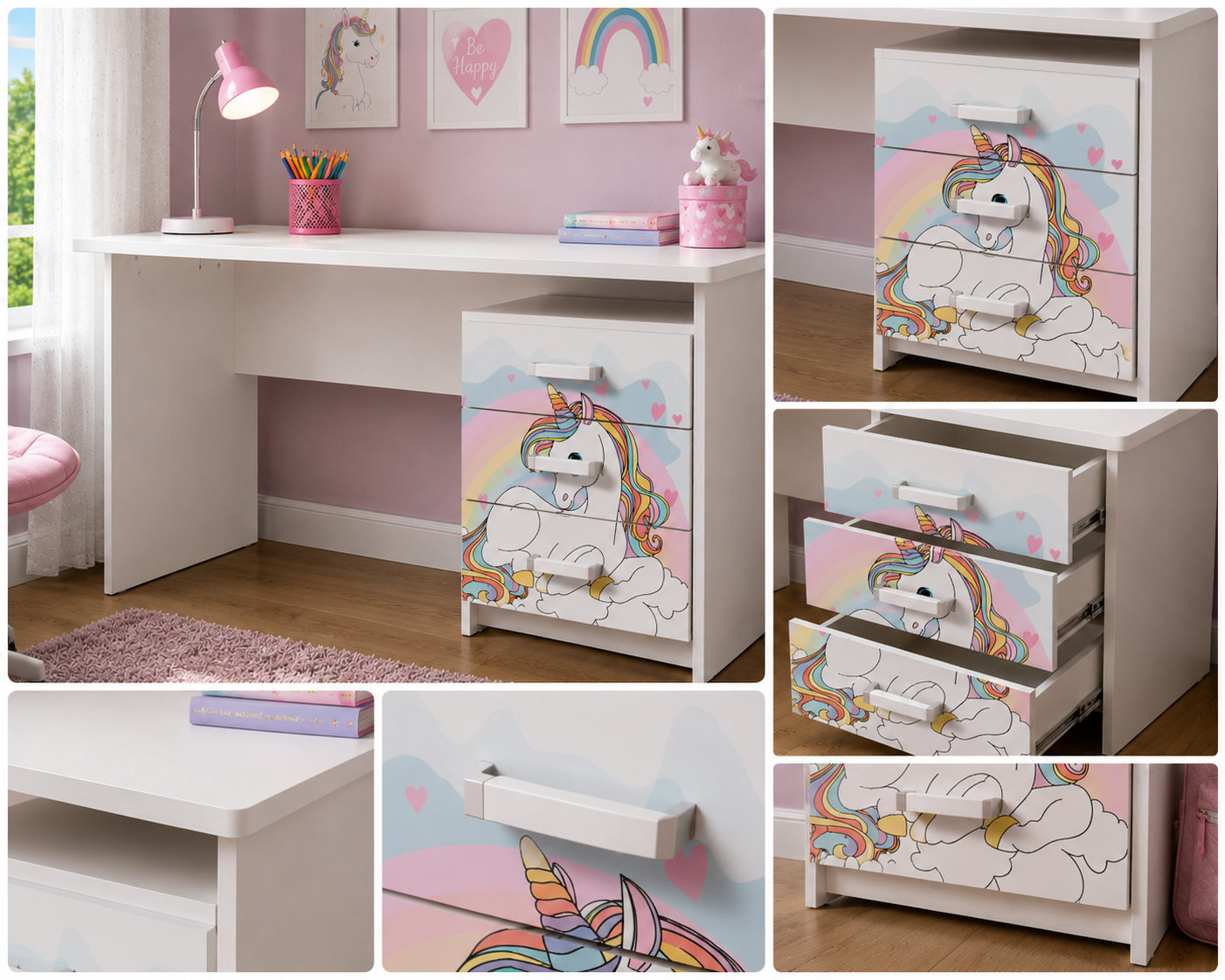 Scrivania con comodino Unicorno