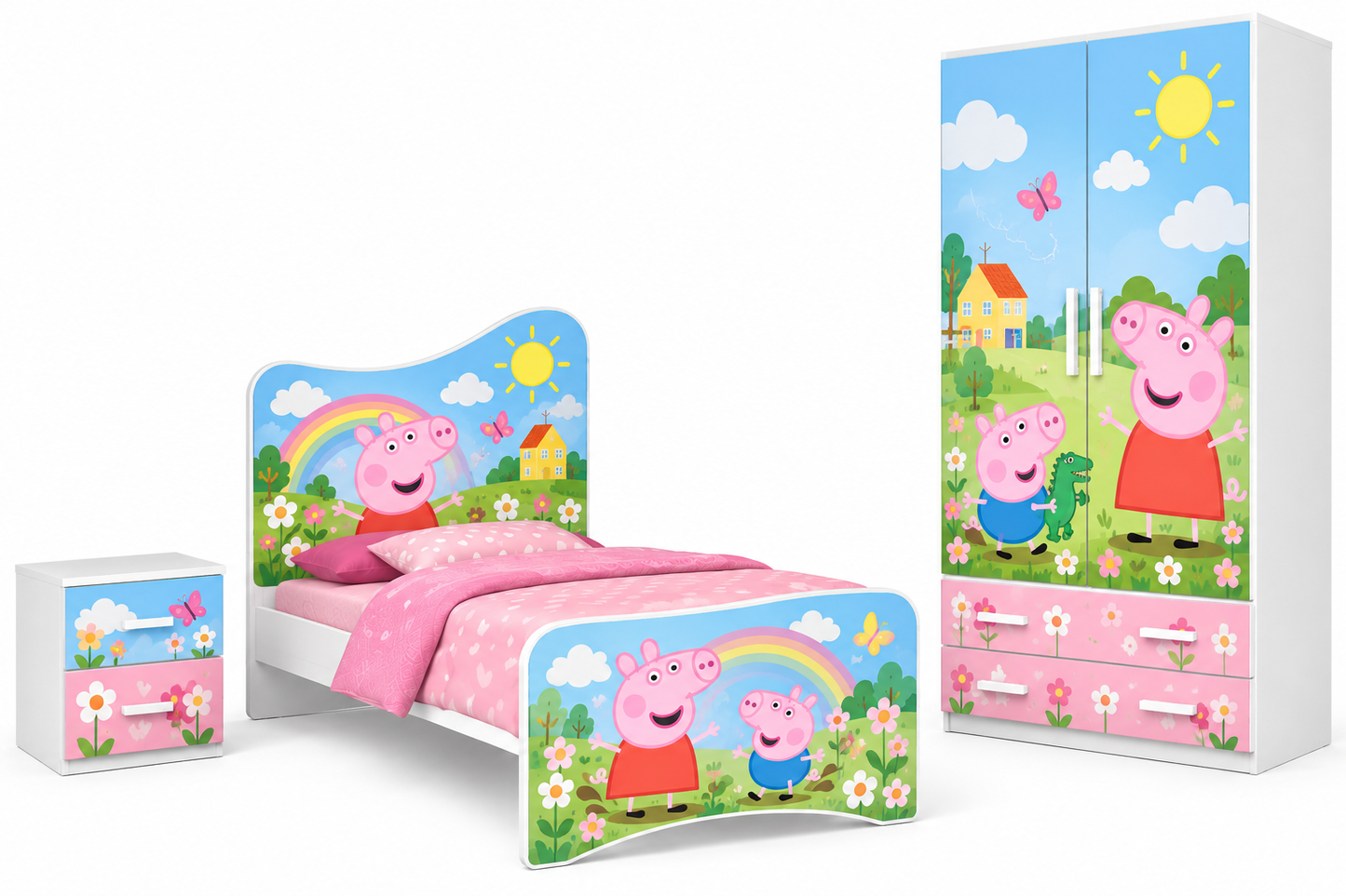 Cameretta Peppa Pig – Letto Singolo, Armadio e Comodino
