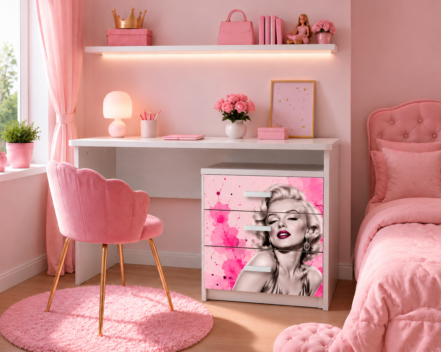 Scrivania Marilyn Glam con Cassettiera 3 Cassetti