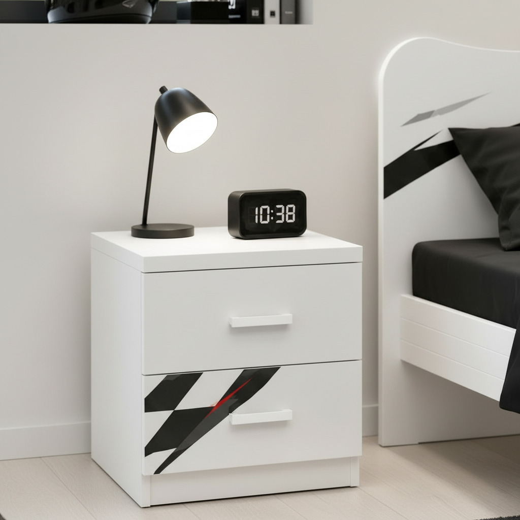 Cameretta Formula Racing 01 – Set Camera Bambino con Armadio, Letto e Comodino Design Formula 1 Moderno