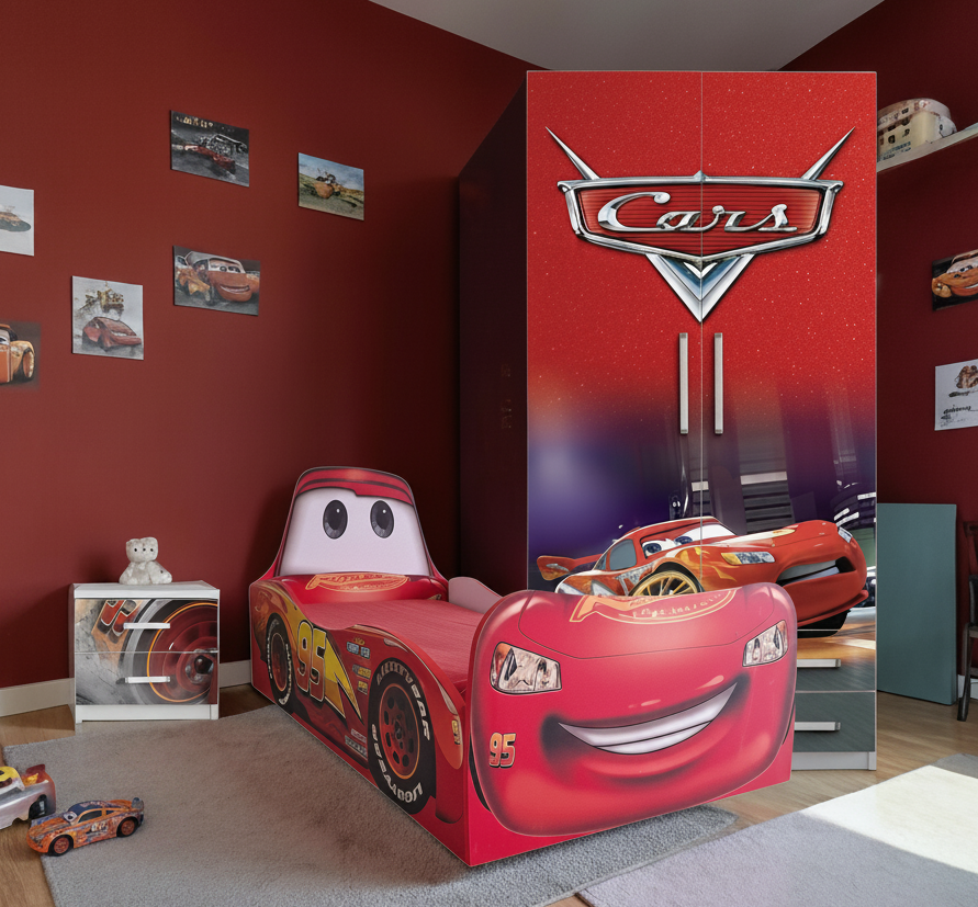 🚗 Cameretta Cars Racing Adventure – Set Letto + Armadio + Comodino