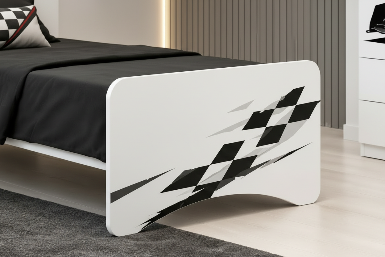Cameretta Formula Racing 01 – Set Camera Bambino con Armadio, Letto e Comodino Design Formula 1 Moderno