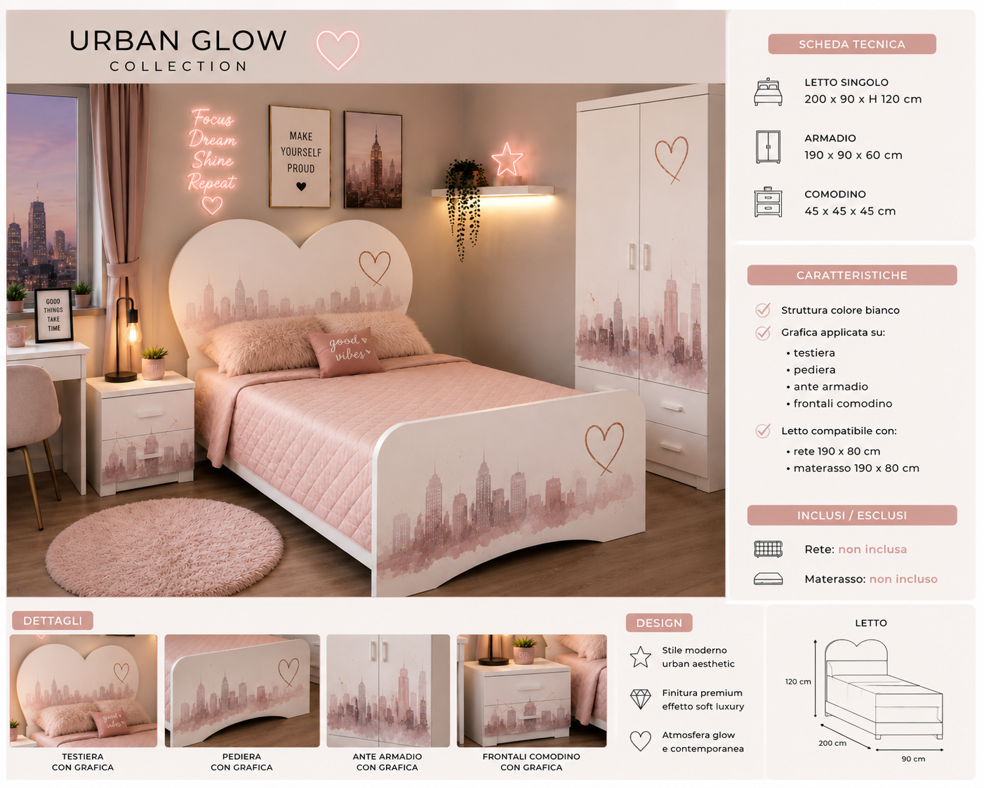 Urban Glow Collection – Cameretta Skyline Pink Aesthetic