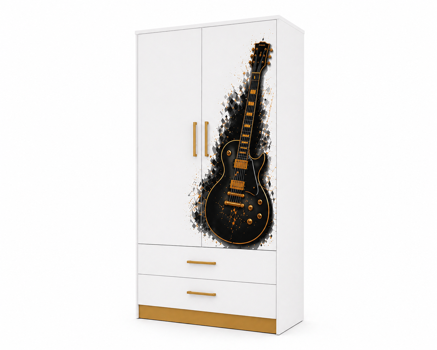 Rockstar Guitar Luxury Wardrobe – Armadio Rock 2 Ante 2 Cassetti Nero & Oro